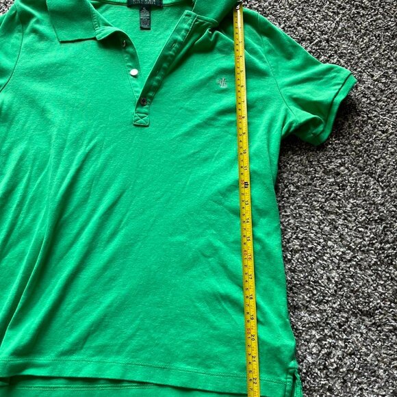 Lauren Ralph Lauren Polo Women XL Green Classic Rugby 100% Cotton Chic Polo - Picture 6 of 6
